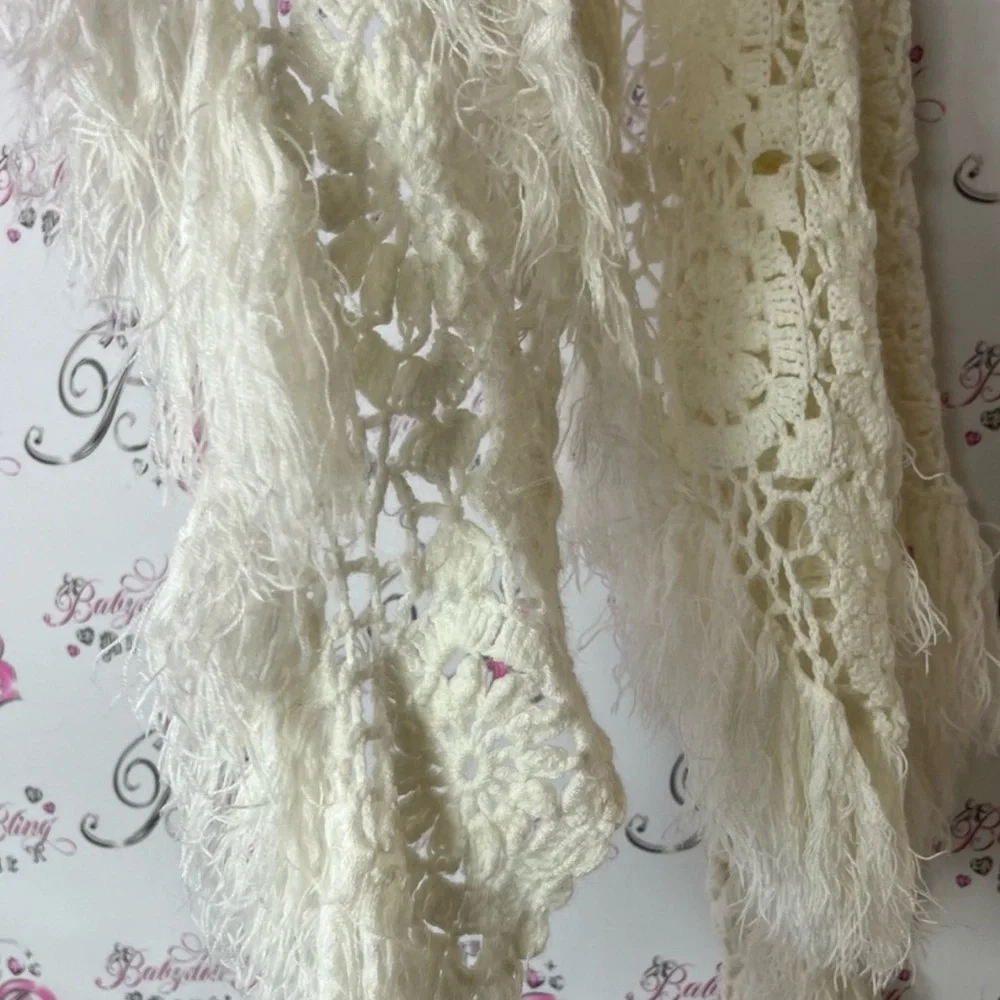 Scarf shawl knit fringe tassle Crochet Fringe Shawl